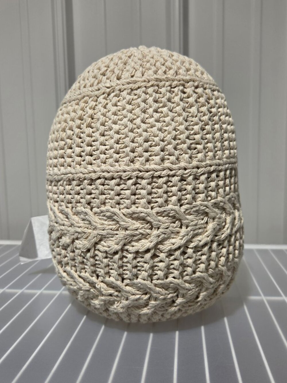 Threshold Cream Color & Crochet Style 12.5" Tall Egg Shape Accent Pillow